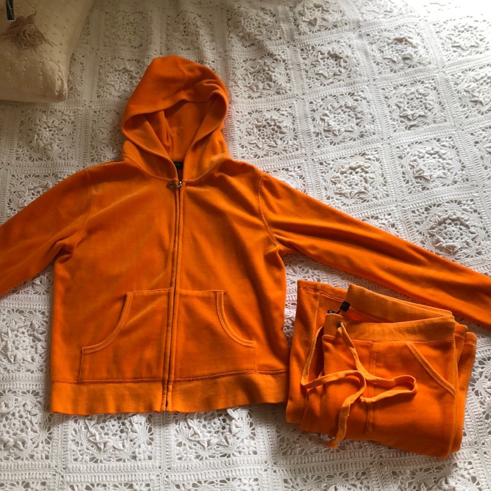Orange velour tracksuit